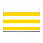 Horizontal Stripes - White and Gold Yellow Business Card Holder