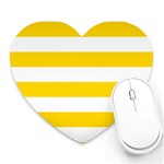 Horizontal Stripes - White and Gold Yellow Heart Mousepad