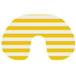 Horizontal Stripes - White and Gold Yellow Travel Neck Pillow