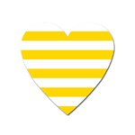 Horizontal Stripes - White and Gold Yellow Magnet (Heart)