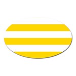Horizontal Stripes - White and Gold Yellow Magnet (Oval)