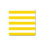 Horizontal Stripes - White and Gold Yellow Magnet (Square)