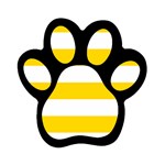 Horizontal Stripes - White and Gold Yellow Magnet (Paw Print)