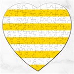 Horizontal Stripes - White and Gold Yellow Jigsaw Puzzle (Heart)