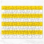 Horizontal Stripes - White and Gold Yellow Jigsaw Puzzle (Rectangular)