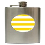 Horizontal Stripes - White and Gold Yellow Hip Flask (6 oz)