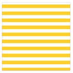 Horizontal Stripes - White and Banana Yellow Large Satin Scarf (Square)