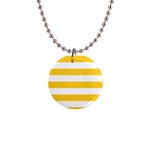 Horizontal Stripes - White and Banana Yellow 1  Button Necklace