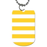 Horizontal Stripes - White and Banana Yellow Dog Tag (One Side)