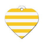 Horizontal Stripes - White and Banana Yellow Dog Tag Heart (Two Sides)