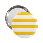 Horizontal Stripes - White and Banana Yellow 2.25  Handbag Mirror