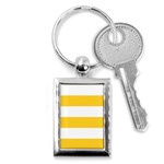 Horizontal Stripes - White and Banana Yellow Key Chain (Rectangle)