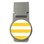 Horizontal Stripes - White and Banana Yellow Money Clip (Round)