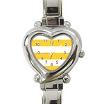 Horizontal Stripes - White and Banana Yellow Heart Italian Charm Watch
