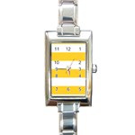 Horizontal Stripes - White and Banana Yellow Rectangle Italian Charm Watch