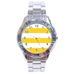 Horizontal Stripes - White and Banana Yellow Stainless Steel Analogue Watch