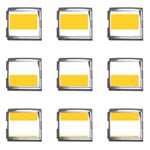 Horizontal Stripes - White and Banana Yellow Mega Link Italian Charm (9 pack)