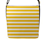 Horizontal Stripes - White and Banana Yellow Flap Closure Messenger Bag (L)