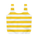 Horizontal Stripes - White and Banana Yellow Full Print Recycle Bag (M)