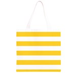 Horizontal Stripes - White and Banana Yellow Grocery Light Tote Bag