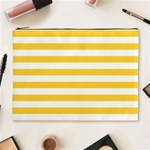 Horizontal Stripes - White and Banana Yellow Cosmetic Bag (XL)