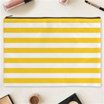 Horizontal Stripes - White and Banana Yellow Cosmetic Bag (XXXL)
