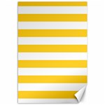 Horizontal Stripes - White and Banana Yellow Canvas 12  x 18 
