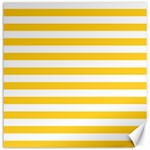 Horizontal Stripes - White and Banana Yellow Canvas 16  x 16 