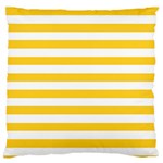 Horizontal Stripes - White and Banana Yellow Large Cushion Case (One Side)