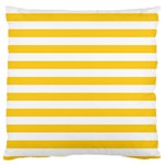 Horizontal Stripes - White and Banana Yellow Large Flano Cushion Case (Two Sides)