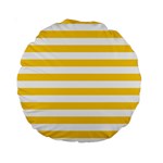Horizontal Stripes - White and Banana Yellow Standard 15  Premium Round Cushion
