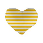 Horizontal Stripes - White and Banana Yellow Standard 16  Premium Flano Heart Shape Cushion