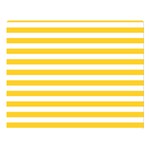 Horizontal Stripes - White and Banana Yellow Double Sided Flano Blanket (Large)