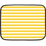 Horizontal Stripes - White and Banana Yellow Double Sided Fleece Blanket (Mini)