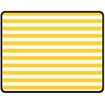 Horizontal Stripes - White and Banana Yellow Fleece Blanket (Medium) (One Side)