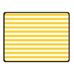 Horizontal Stripes - White and Banana Yellow Double Sided Fleece Blanket (Small) (Two Sides)