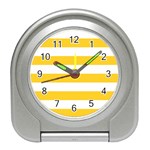 Horizontal Stripes - White and Banana Yellow Desk Alarm Clock
