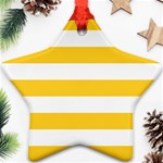 Horizontal Stripes - White and Banana Yellow Star Ornament (Two Sides)
