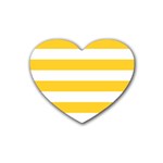 Horizontal Stripes - White and Banana Yellow Heart Coaster (4 pack)