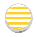 Horizontal Stripes - White and Banana Yellow 4-Port USB Hub (One Side)
