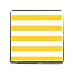 Horizontal Stripes - White and Banana Yellow Memory Card Reader (Square)