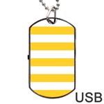 Horizontal Stripes - White and Banana Yellow Dog Tag USB Flash (One Side)