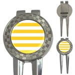 Horizontal Stripes - White and Banana Yellow 3-in-1 Golf Divot