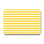 Horizontal Stripes - White and Banana Yellow Small Doormat