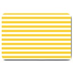 Horizontal Stripes - White and Banana Yellow Large Doormat