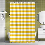 Horizontal Stripes - White and Banana Yellow Shower Curtain 48  x 72  (Small)