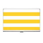 Horizontal Stripes - White and Banana Yellow Business Card Holder