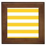 Horizontal Stripes - White and Banana Yellow Framed Tile
