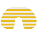 Horizontal Stripes - White and Banana Yellow Travel Neck Pillow