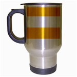 Horizontal Stripes - White and Banana Yellow Travel Mug (Silver Gray)